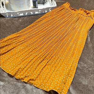 EXLURA Womens High Waist Polka Dot Pleated Skirt Midi Swing Skirt with Pockets